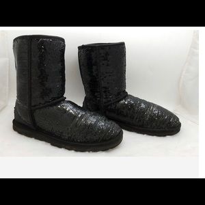 UGG Australia Black Classic Sequin Boots Size 9
